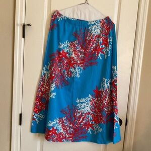 Lilly Pulitzer Blue and Red A-Line Midi Skirt Resort Wear